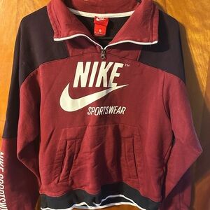 Nike Burgundy and Black Quarter-Zip Pullover
